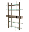 Rinaldi Mid-Century Modern Grey Ash + Glass Bookshelf