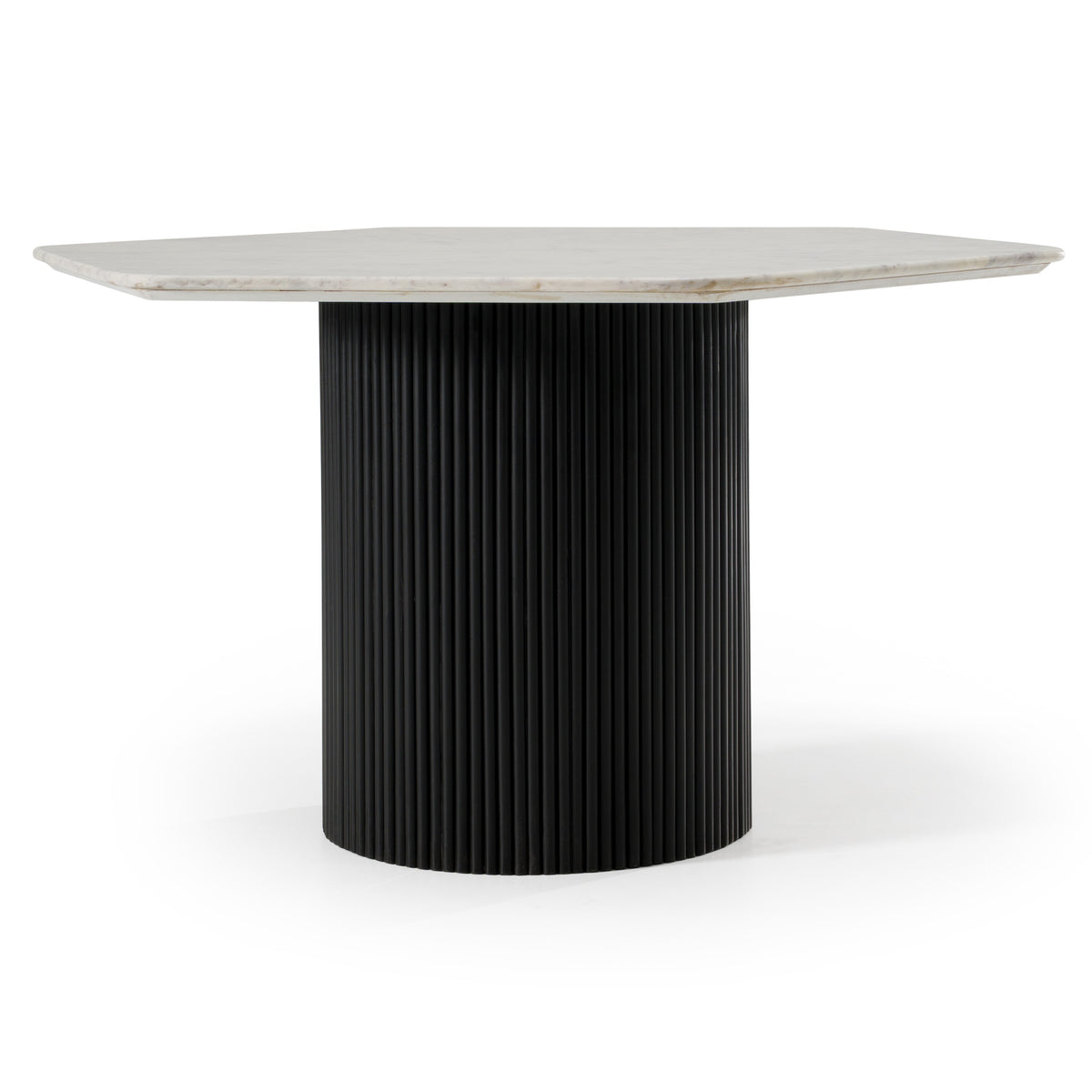 Rivas Modern White Marble + Black Hex Dining Table