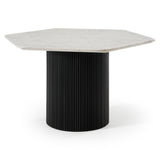 Rivas Modern White Marble + Black Hex Dining Table