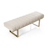 Robles Modern Beige Fabric + Antique Brass Dining Bench