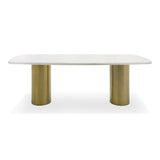 Rocky Glam White Marble & Brush Gold Large Dining Table