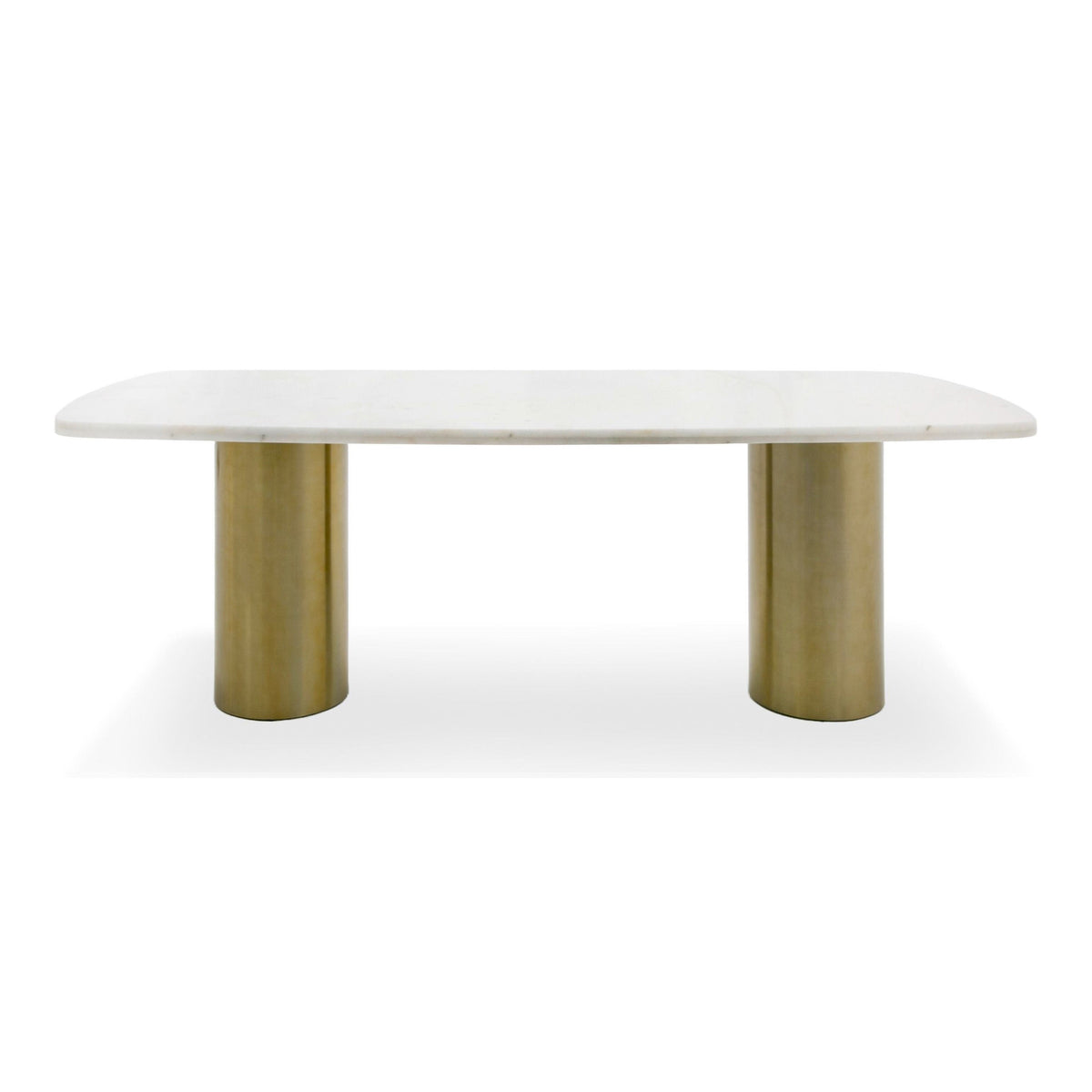 Rocky Glam White Marble & Brush Gold Large Dining Table