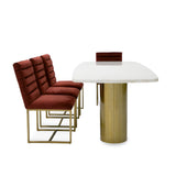 Rocky Glam White Marble & Brush Gold Large Dining Table