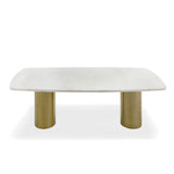 Rocky Glam White Marble & Brush Gold Large Dining Table