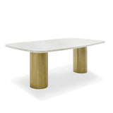 Rocky Glam White Marble & Brush Gold Large Dining Table