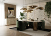 Rocky Glam White Marble & Brush Gold Large Dining Table