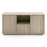 Roma Modern Faux Travertine + Gold File Cabinet