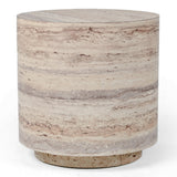 Roma Modern Faux Travertine Round End Table