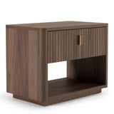 Rousey + Roma Modern Taupe Fabric + Walnut 4-Piece Bedroom Set