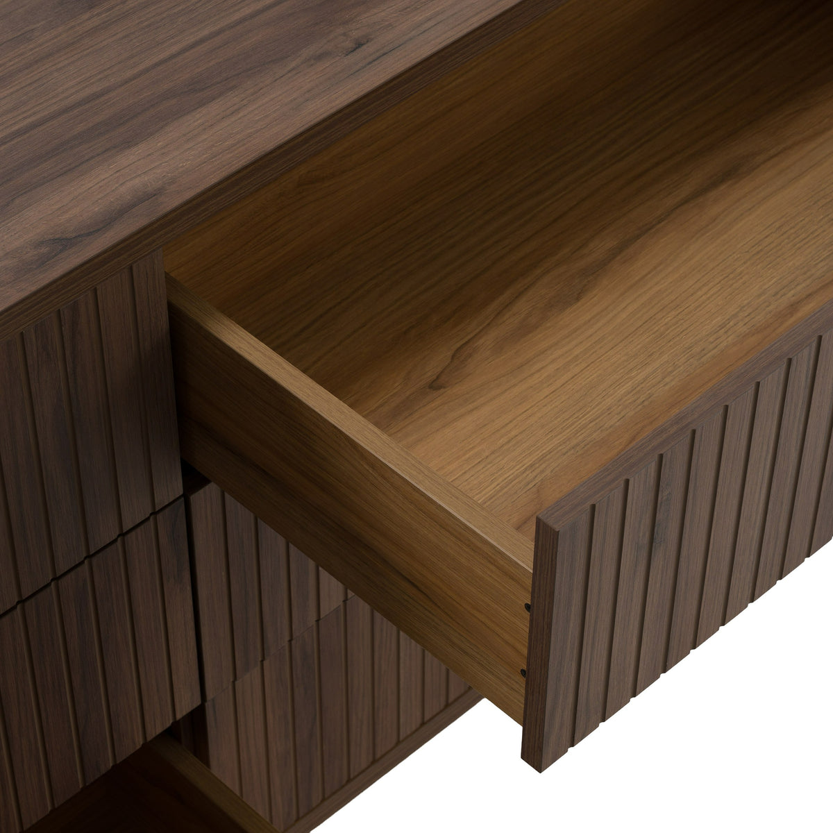 Rousey + Roma Modern Taupe Fabric + Walnut 4-Piece Bedroom Set
