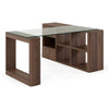 Roma Modern Glass + Walnut Reversible Desk