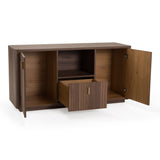 Roma Modern Walnut + Gold File Cabinet