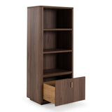 Roma Modern Walnut + Gold Bookcase