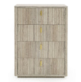 Roma Modern Faux Travertine + Gold Chest