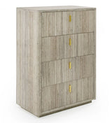 Roma Modern Faux Travertine + Gold Chest