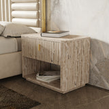 Queen Daystar + Roma Modern Beige Velvet + Travertine + Gold Bedroom Set