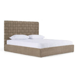 Rousey + Roma Modern Taupe Fabric + Walnut 4-Piece Bedroom Set