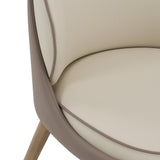 Pangea Mid-Century Modern Cream & Taupe Vegan Leather + Grey Ash Dining Chair (Set of 2)
