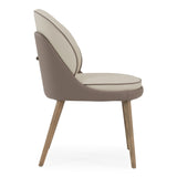 Pangea Mid-Century Modern Cream & Taupe Vegan Leather + Grey Ash Dining Chair (Set of 2)
