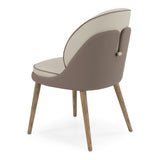 Pangea Mid-Century Modern Cream & Taupe Vegan Leather + Grey Ash Dining Chair (Set of 2)