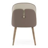Pangea Mid-Century Modern Cream & Taupe Vegan Leather + Grey Ash Dining Chair (Set of 2)