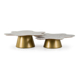 Gabbro Glam White Marble + Gold Nesting Coffee Table Set