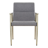 Sabri Contemporary Grey & Antique Brass Arm Dining Chair