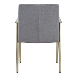 Sabri Contemporary Grey & Antique Brass Arm Dining Chair