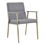 Sabri Contemporary Grey & Antique Brass Arm Dining Chair