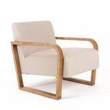 Sada Mid-Century Modern Beige Linen + Chestnut Accent Chair