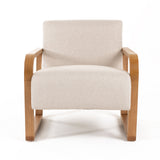 Sada Mid-Century Modern Beige Linen + Chestnut Accent Chair