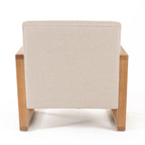 Sada Mid-Century Modern Beige Linen + Chestnut Accent Chair