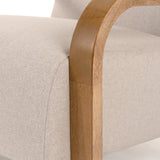 Sada Mid-Century Modern Beige Linen + Chestnut Accent Chair