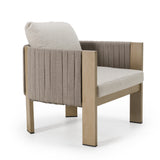 Salvora Outdoor Beige Fabric & Grey Rope Chair