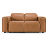 Sandstone Modern Brown Leather Loveseat with 2 Electric Recliners