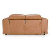 Sandstone Modern Brown Leather Loveseat with 2 Electric Recliners