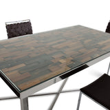 Santiago Modern Rectangular Wood Mosaic Dining Table