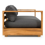 Santorini Outdoor Olefin Fabric + Natural Teak Sofa