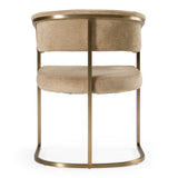 Sebastian Modern Brown Fabric + Antique Brass Dining Chair