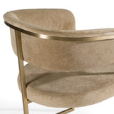 Sebastian Modern Brown Fabric + Antique Brass Dining Chair