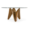 Seguin Round Glass + Walnut Dining Table