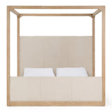 Sergio Modern Beige Fabric + Natural Oak Canopy Bed