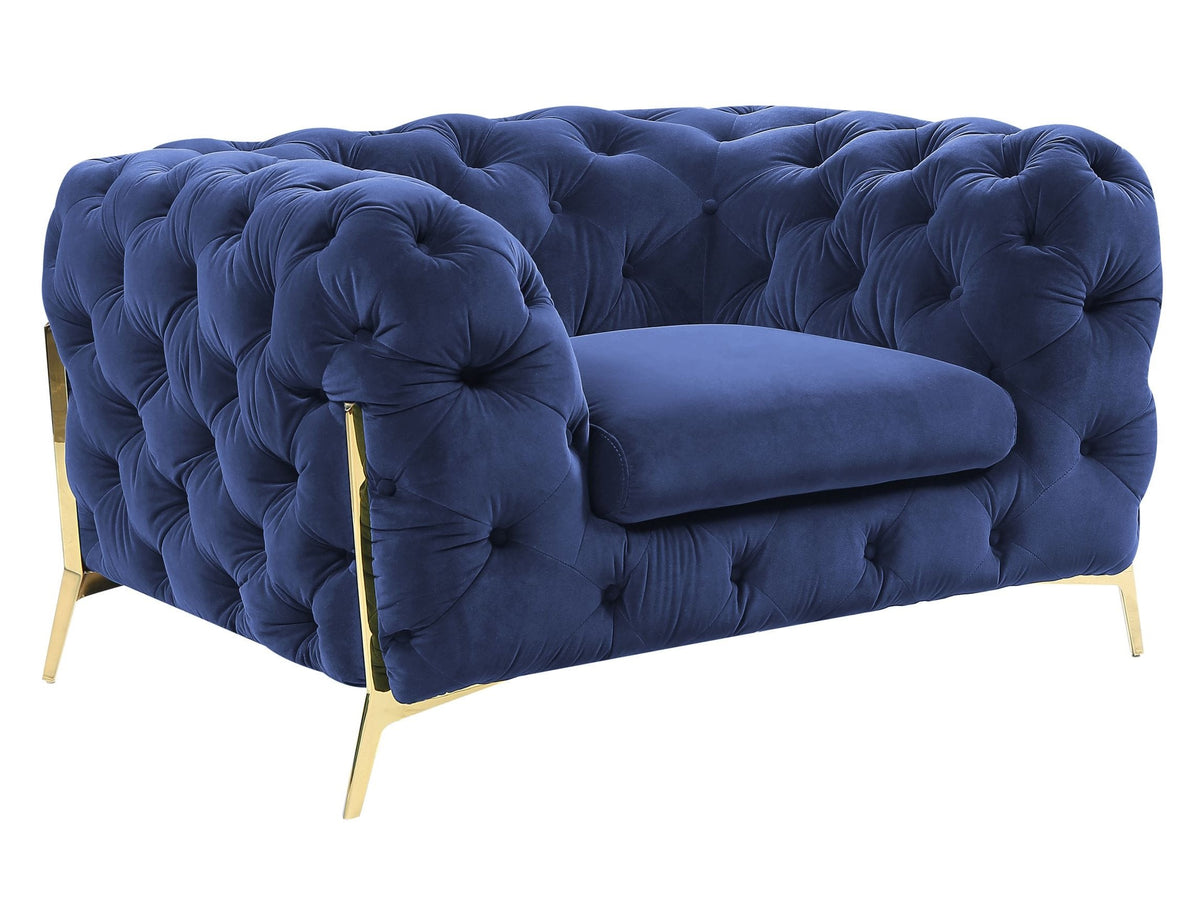 Sheila Transitional Dark Blue Fabric Chair