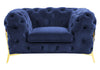 Sheila Transitional Dark Blue Fabric Chair