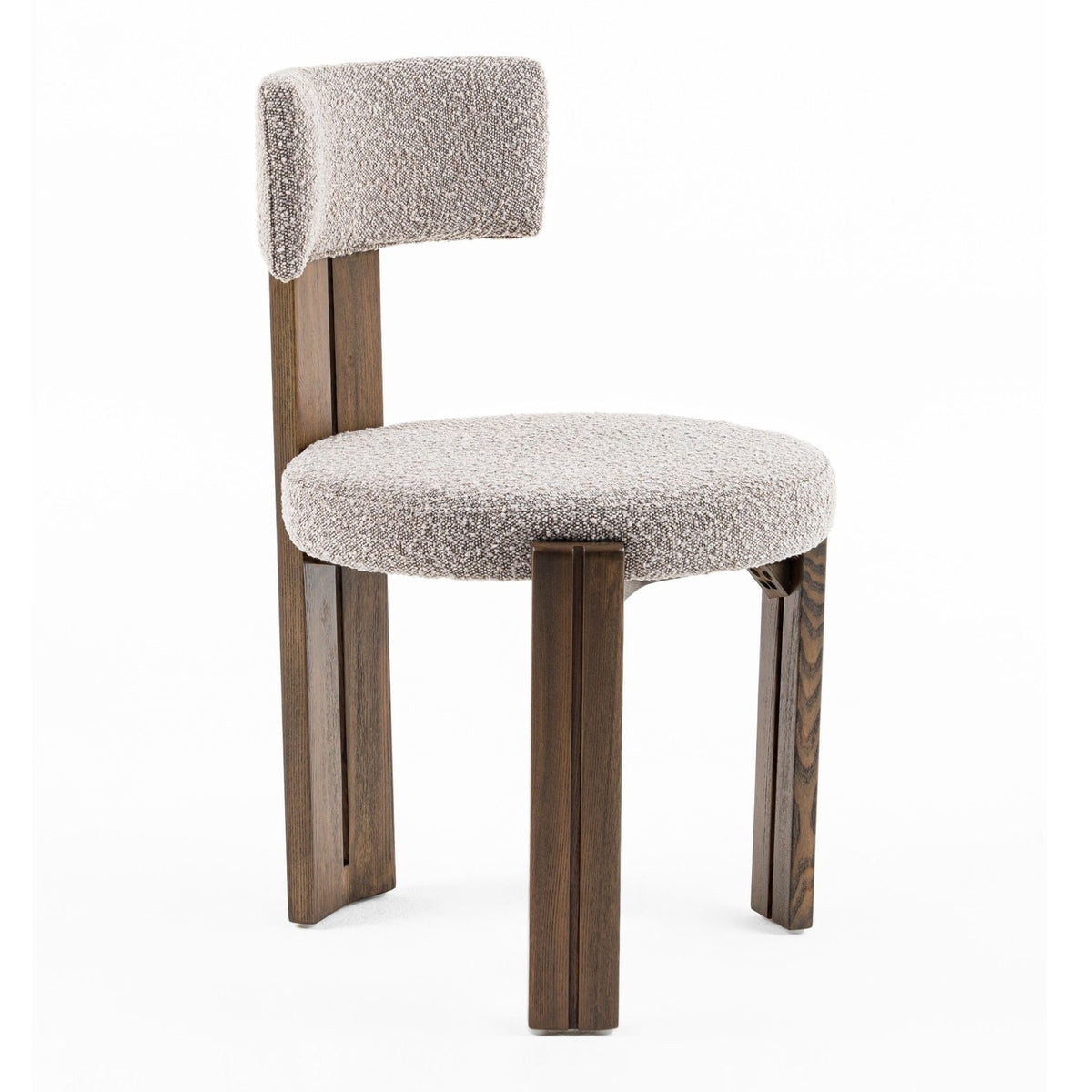 Sheridan Mid-Century Modern Grey Fabric + Walnut Dining Chair