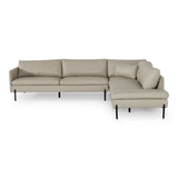 Sherry Modern Grey Leather Right Facing Sectional Sofa