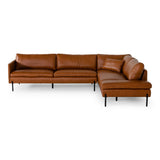 Sherry Modern Cognac Leather Right Facing Sectional Sofa