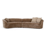 Sheth Modern Brown Fabric Curved Sectional Sofa
