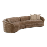 Sheth Modern Brown Fabric Curved Sectional Sofa