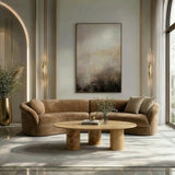Sheth Modern Brown Fabric Curved Sectional Sofa